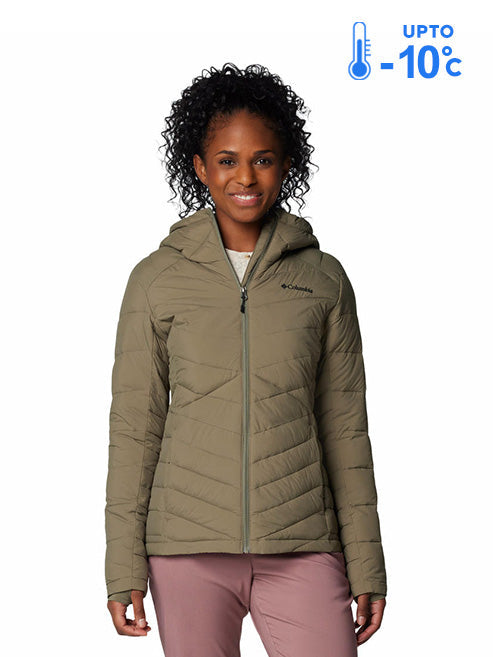 Columbia Women's Green Omni-Heat Infinity Joy Peak II Hooded Down Jacket