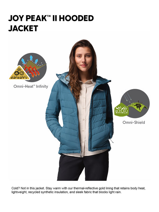 Columbia Women Blue Omni-Heat Inifnity Joy Peak II Hooded Down Jacket