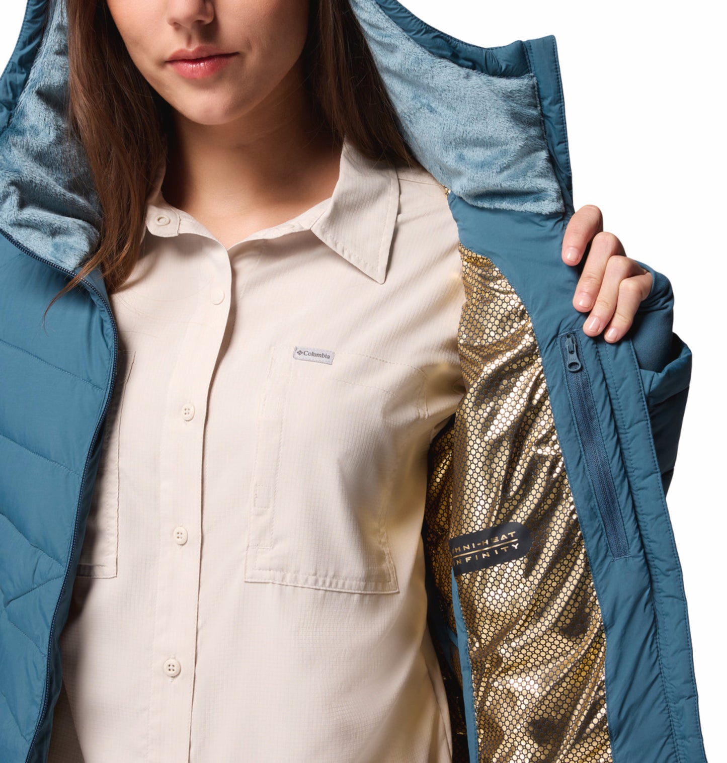 Columbia Women Teal OmniHeat Infinity Joy Peak II Down Jacket