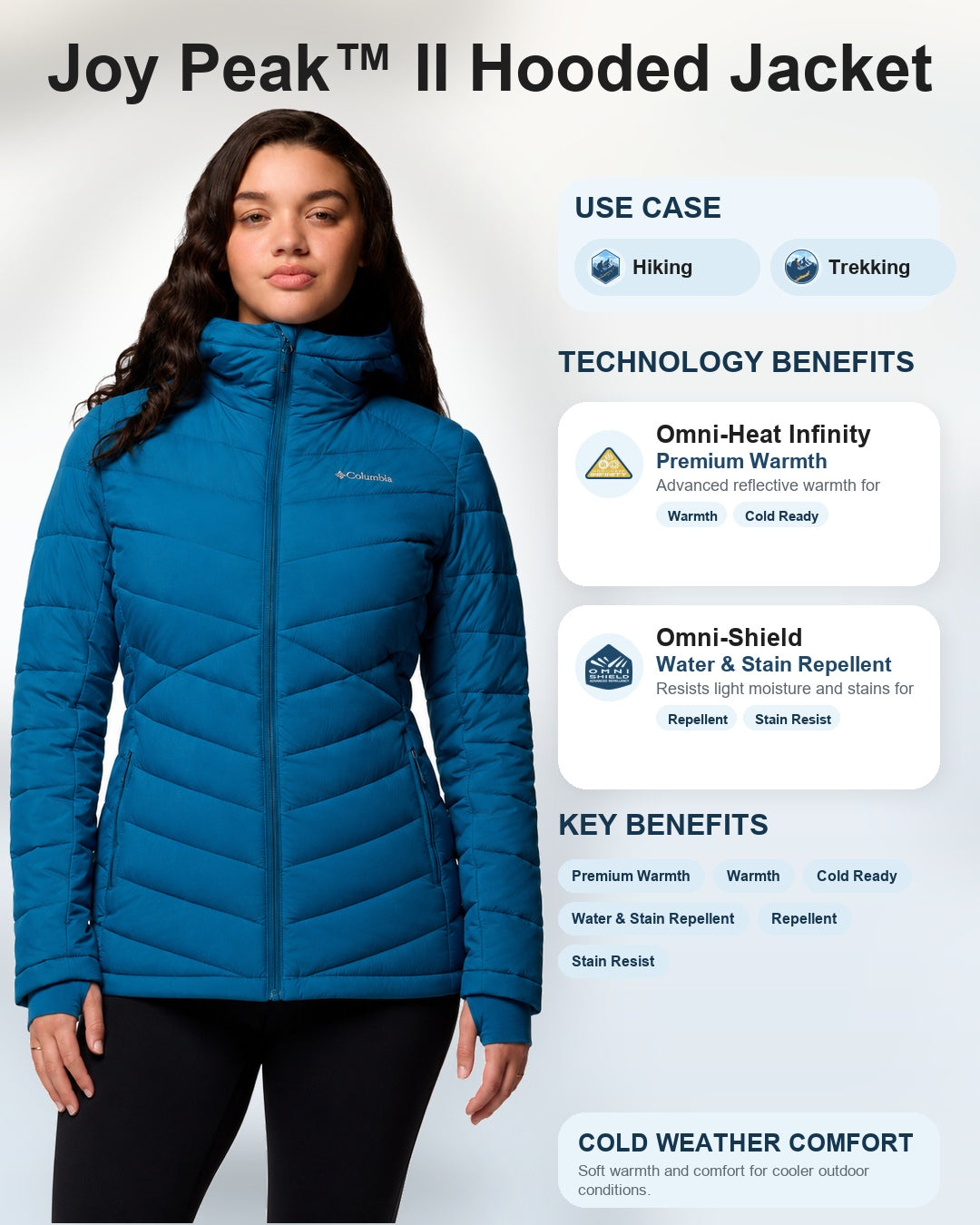 Columbia Women Blue Omni-Heat Infinity Joy Peak II Down Jacket