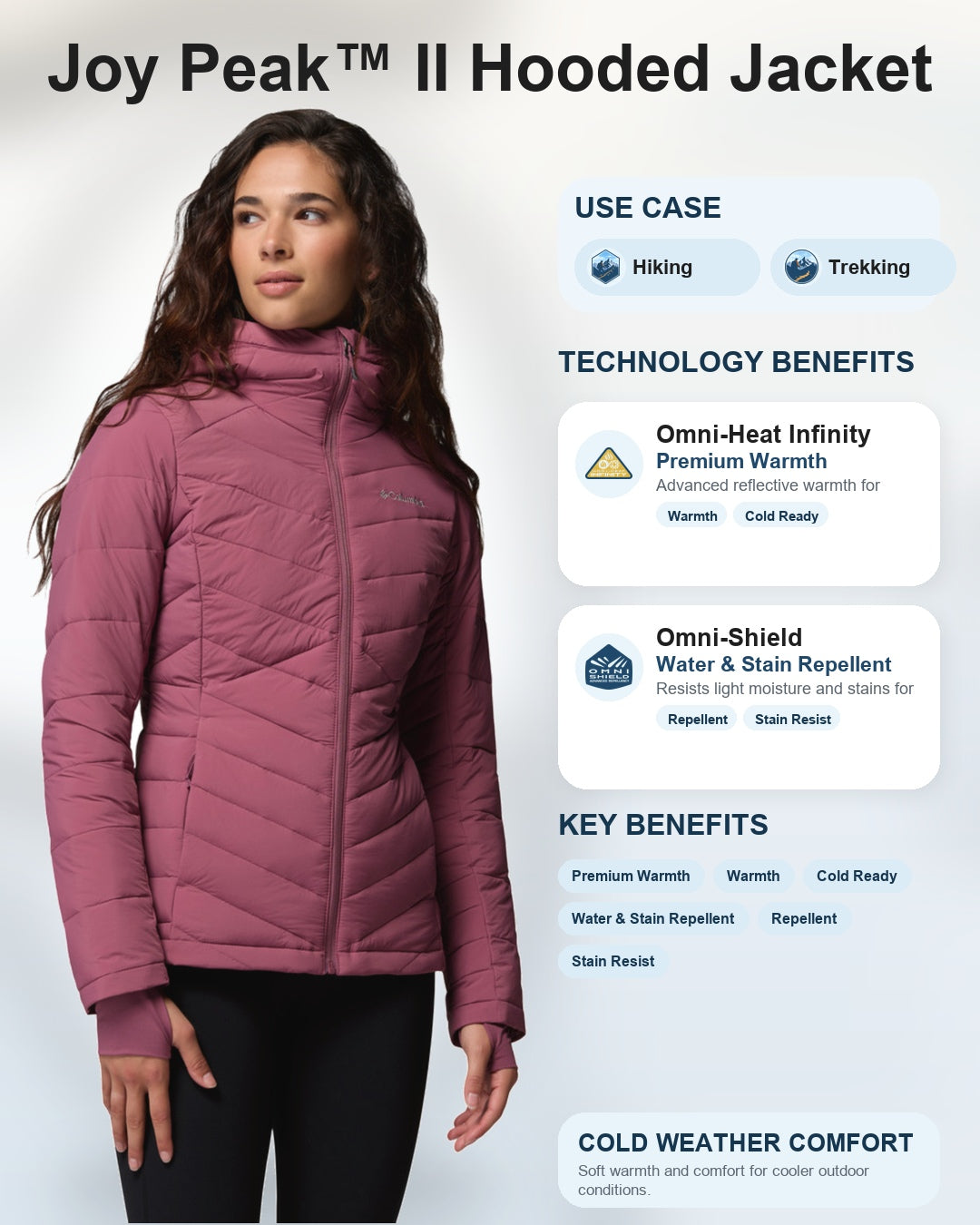 Columbia Women Purple Omni-Heat Infinity Joy Peak II Down Jacket