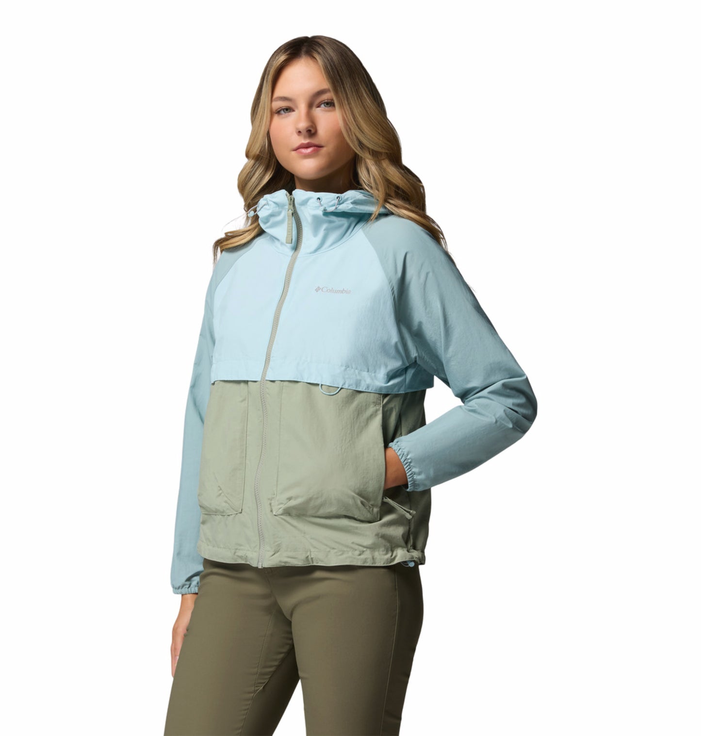 Columbia Women's Green Omni-Shade Spire Valley Lightweight Windbreaker Jacket