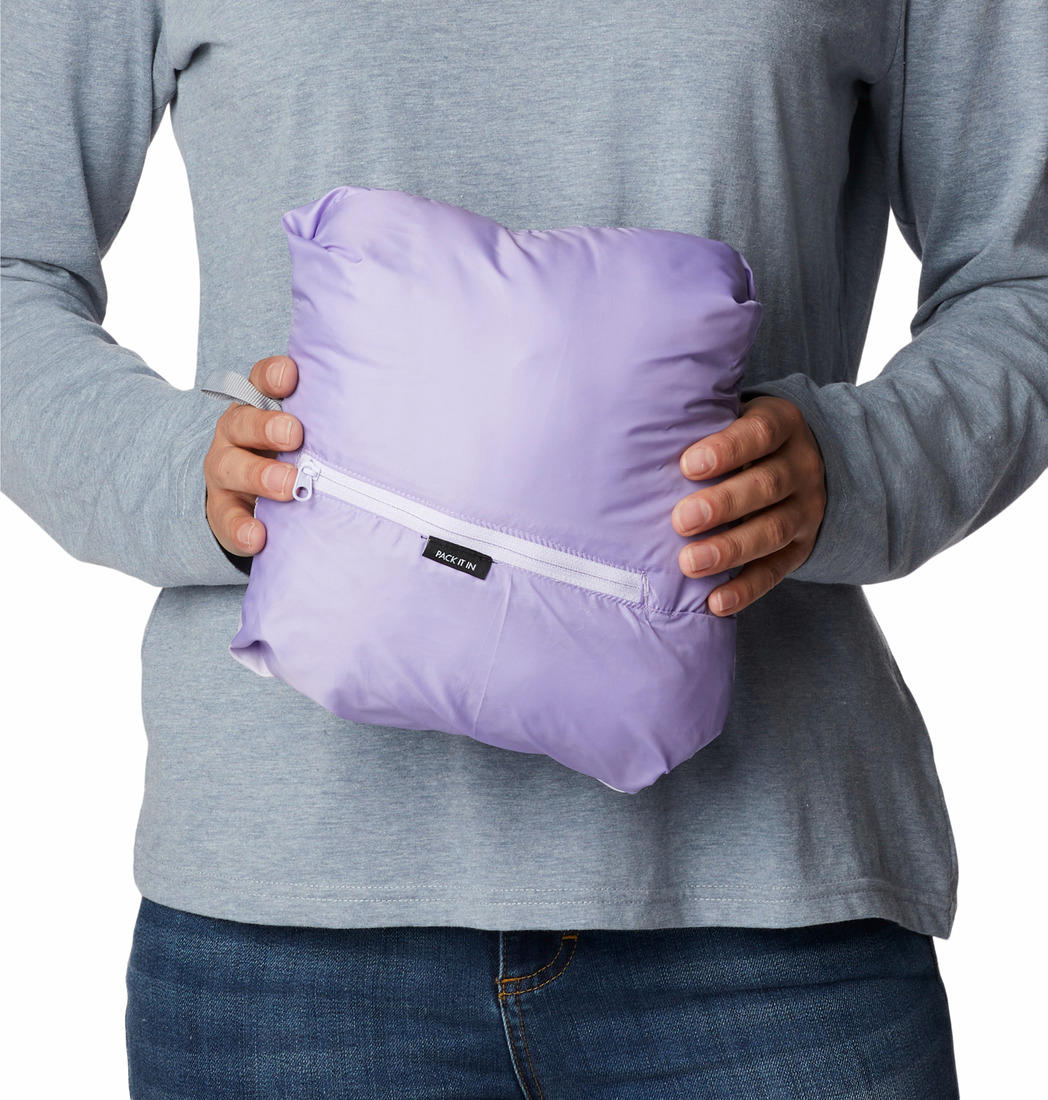 A Women Wearing Columbia Women Purple Silver Falls Full Zip Jacket