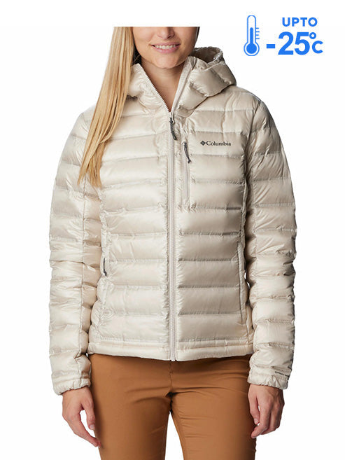 Columbia Women Beige Omni-Heat Inifnity Pebble Peak Hooded Down Jacket