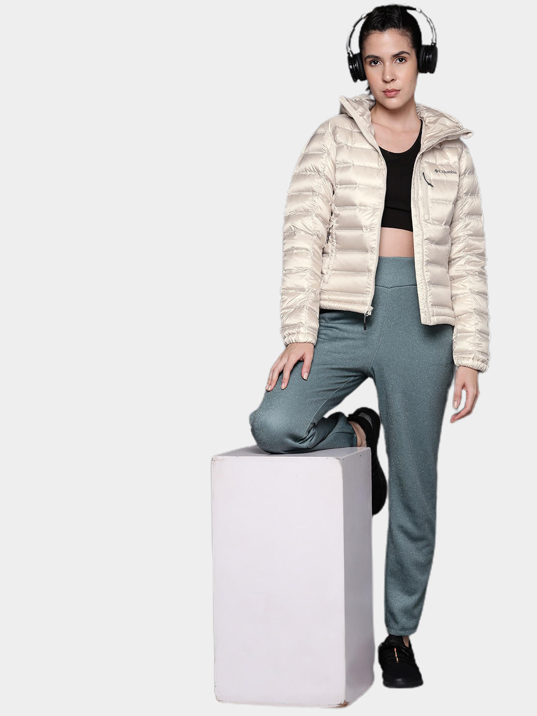 Columbia Women Brown Pebble Peak Down Hooded Jacket