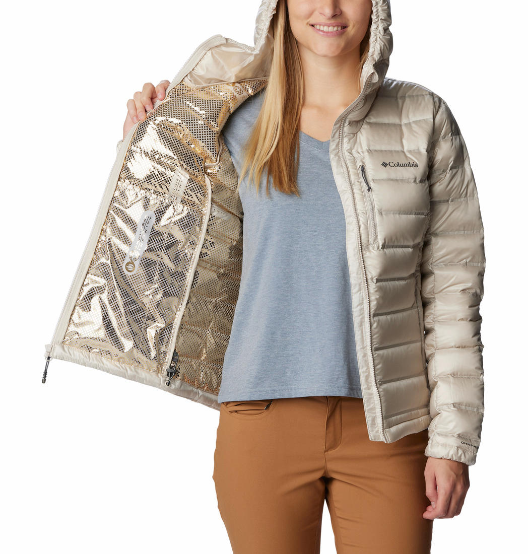 Columbia Women Beige Omni-Heat Inifnity Pebble Peak Hooded Down Jacket
