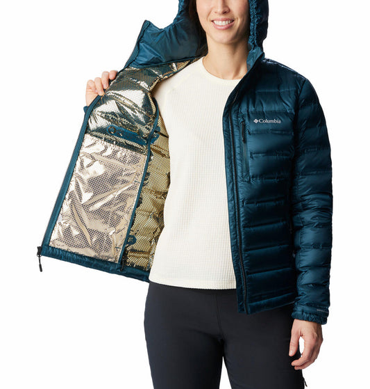 Columbia Women Blue Pebble Peak Down Hooded Jacket