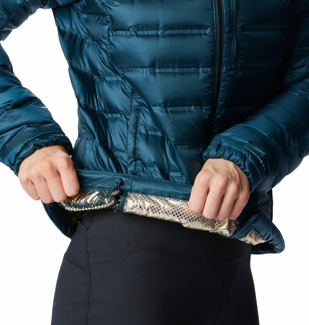 Columbia Women Blue Omni-Heat Inifnity Pebble Peak Hooded Down Jacket