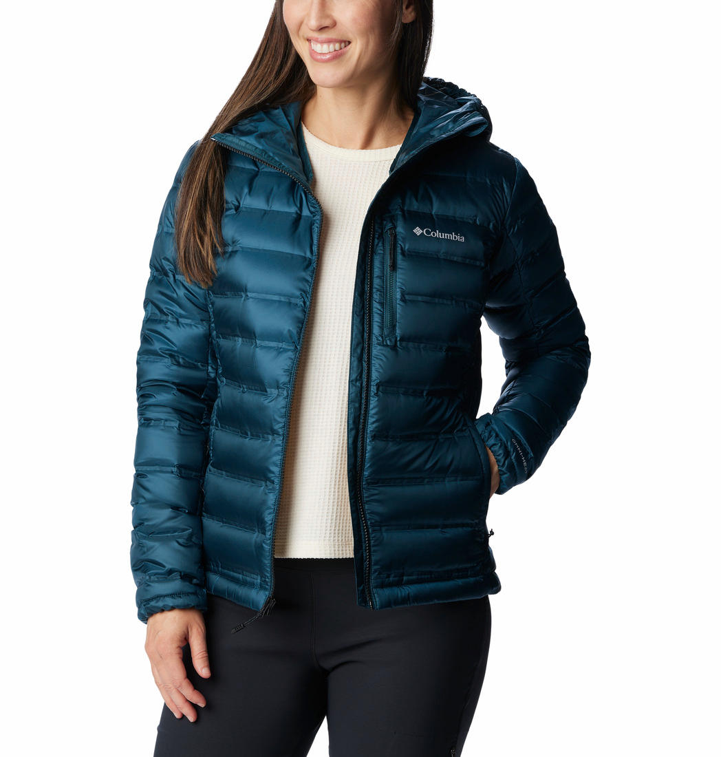 Columbia Women Blue Pebble Peak Down Hooded Jacket