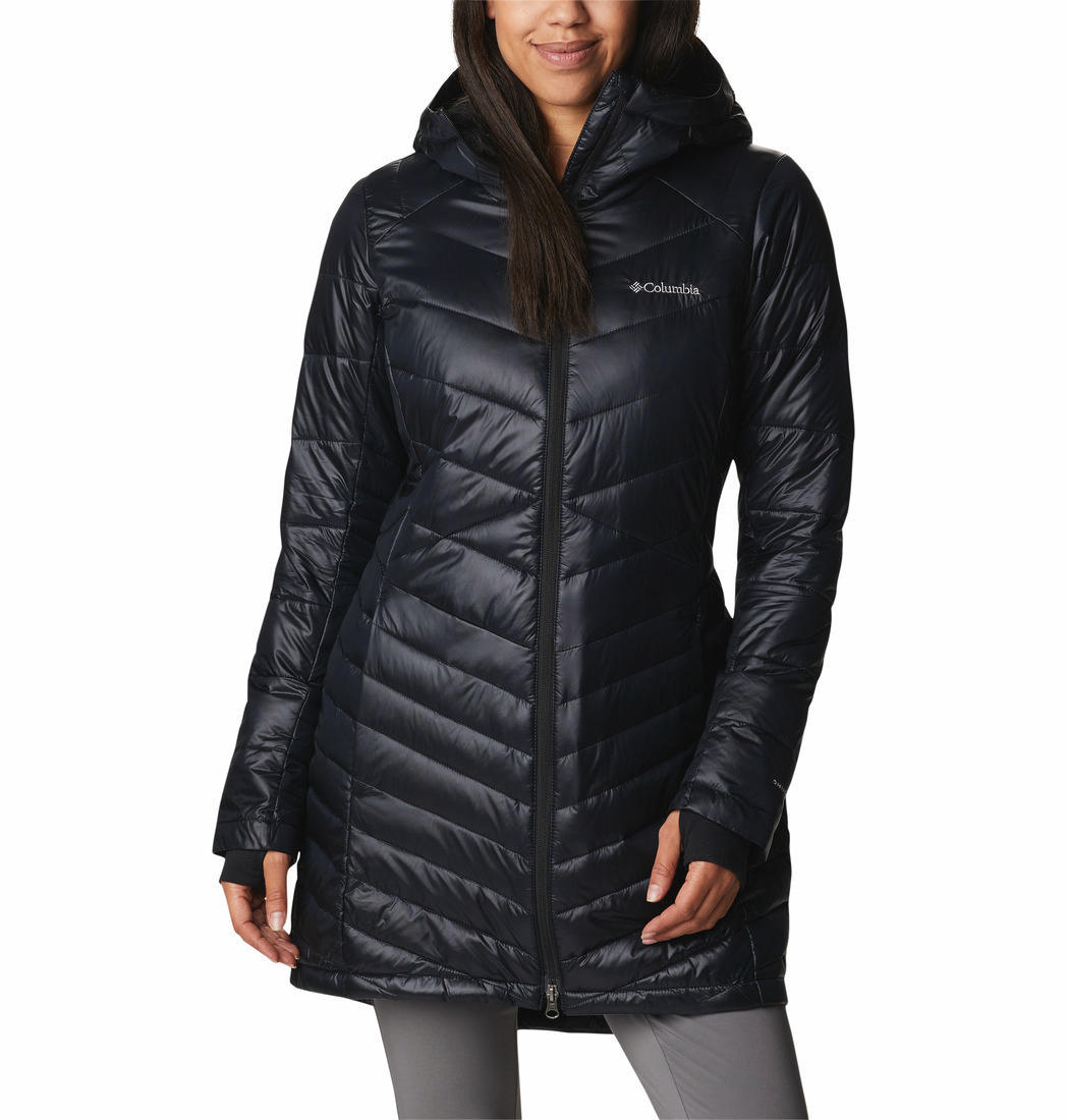 A Women Wearing Columbia Women Black Joy Peak Mid Jacket