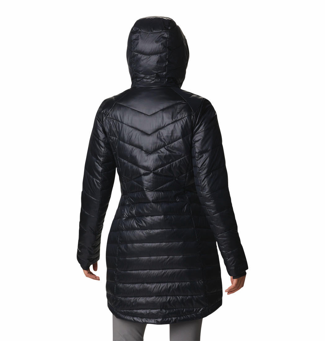 A Women Wearing Columbia Women Black Joy Peak Mid Jacket