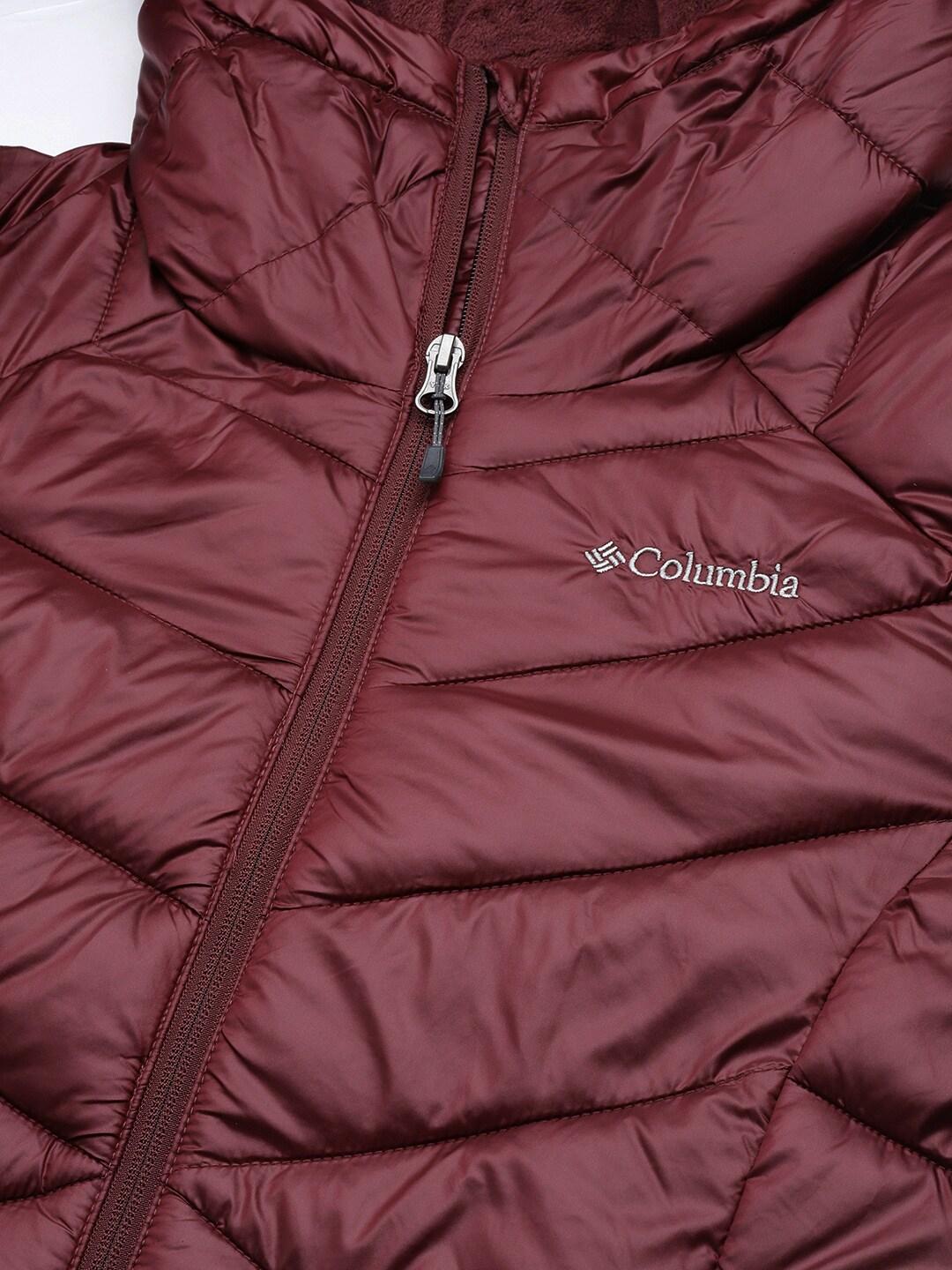 A Women Wearing Columbia Women Maroon Joy Peak Mid Jacket