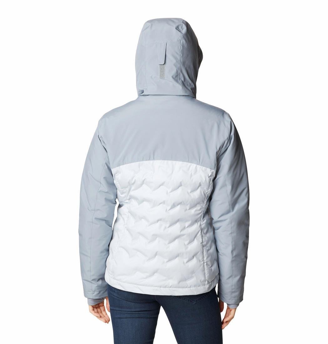 A Women Wearing Columbia Women Grey Grand Trek II Down Jacket