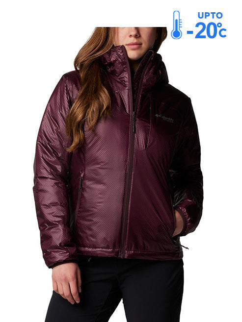 Columbia Women Red Omni-Heat Inifnity Arch Rock II Hooded Down Jacket