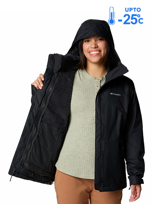 Columbia Women Black Omni-Heat Reflective Bugaboo III Fleece Hooded Interchange Jacket