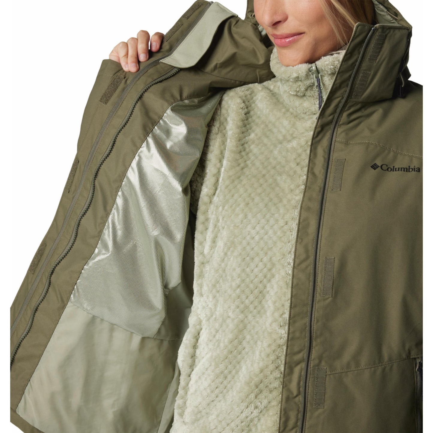 Columbia Women Green Omni-Heat Reflective Bugaboo III Inetrchangeable Jacket