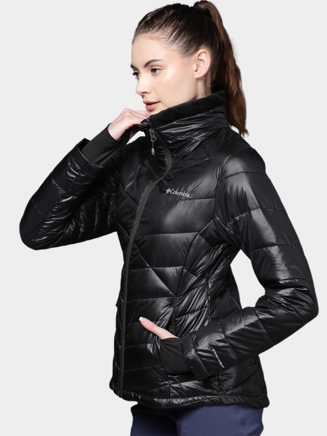 A Women Wearing Columbia Women Black Joy Peak Jacket