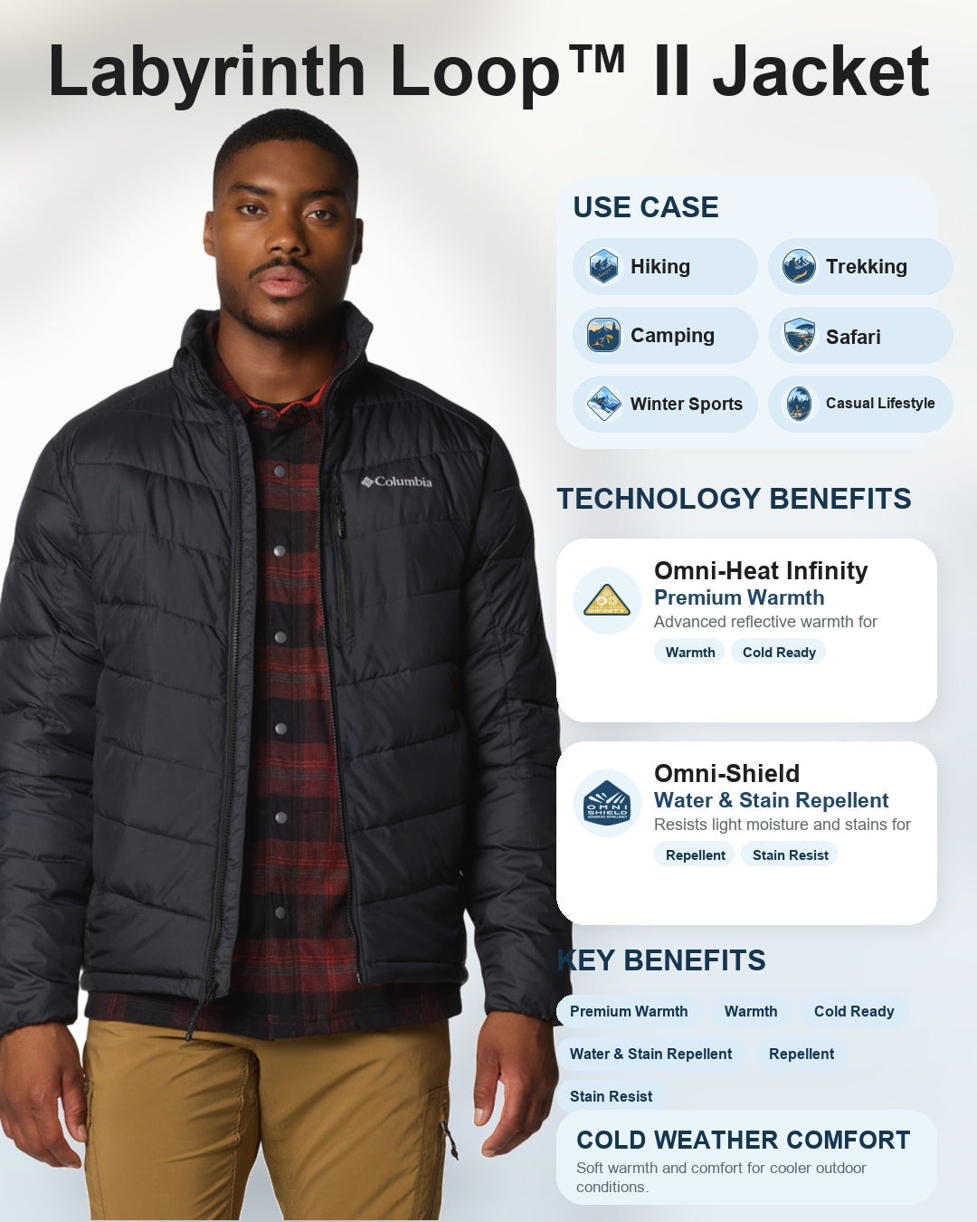 men black omni heat infinity labyrinth loop ii down jacket plus size