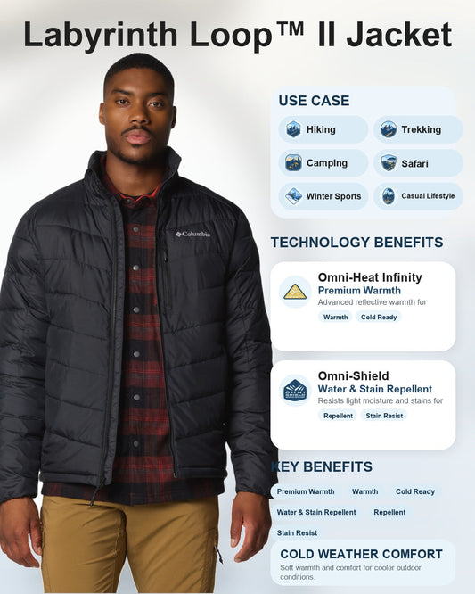 men black omni heat infinity labyrinth loop ii down jacket plus size