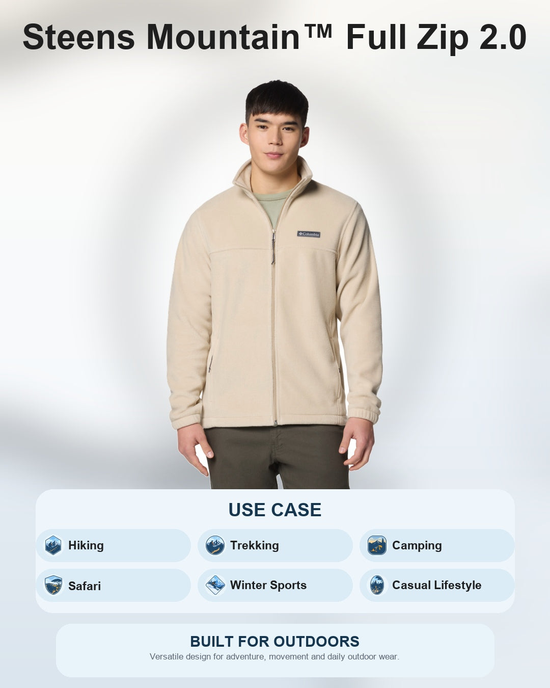 men beige steens mountain 2.0 fleece jacket plus size