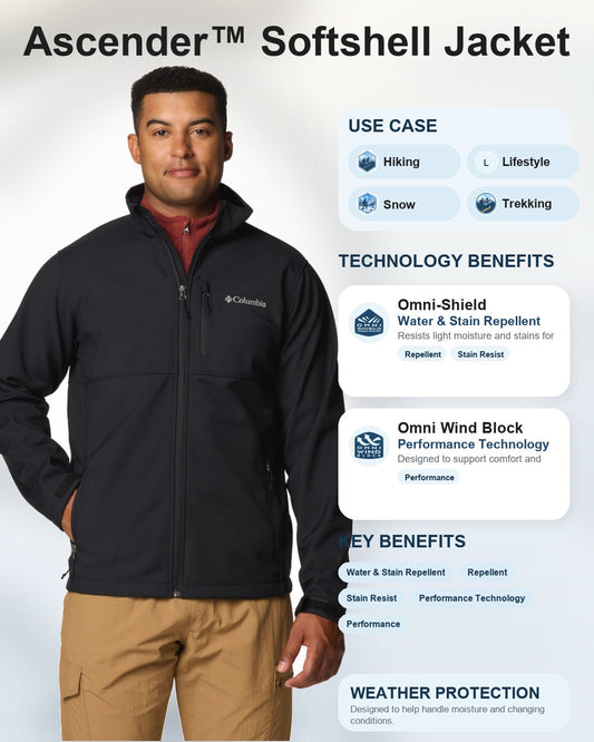 men black omni shield ascender soft shell jacket plus size