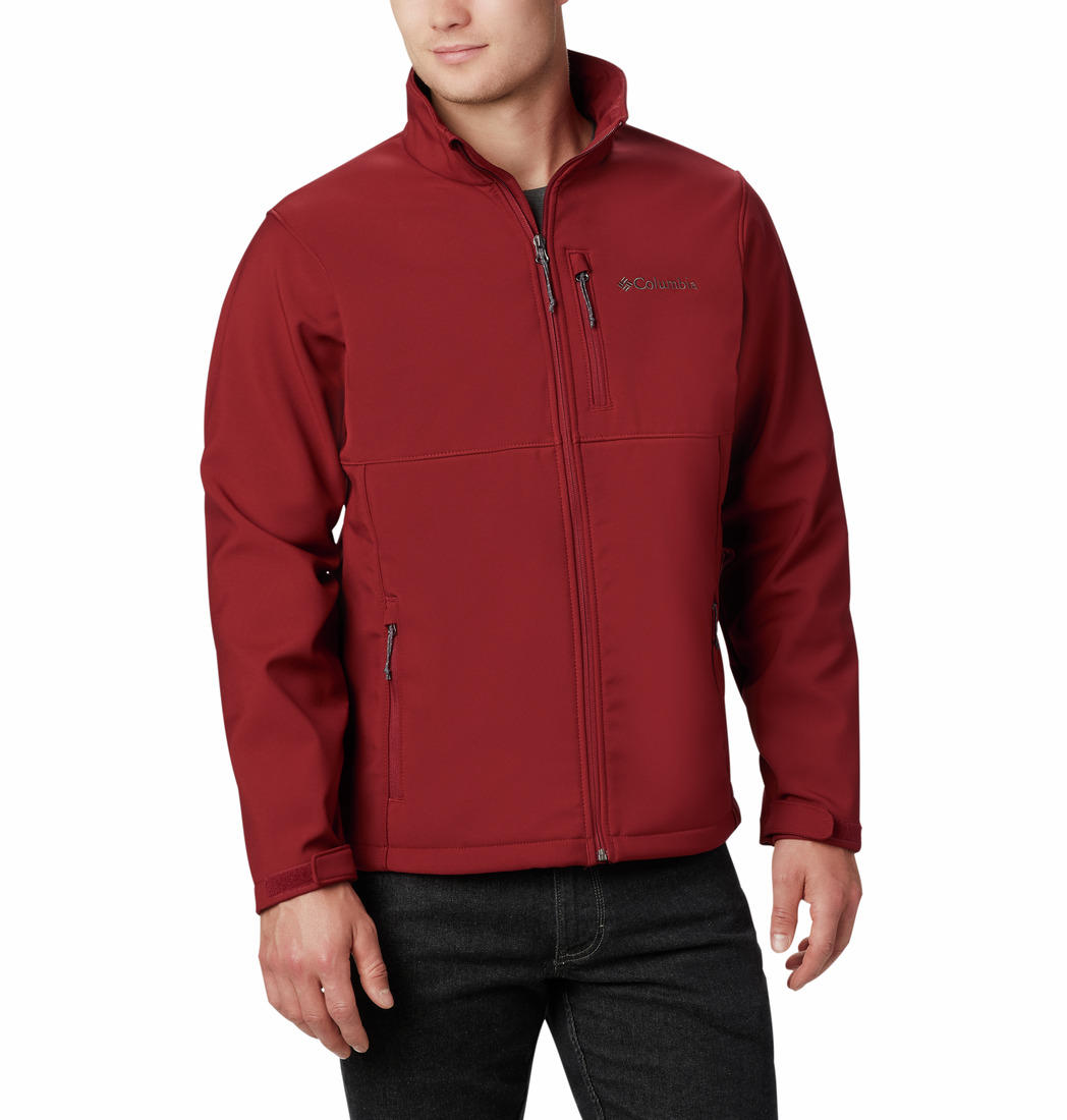 A Men Wearing Columbia Men Red Ascender Softshell Jacket