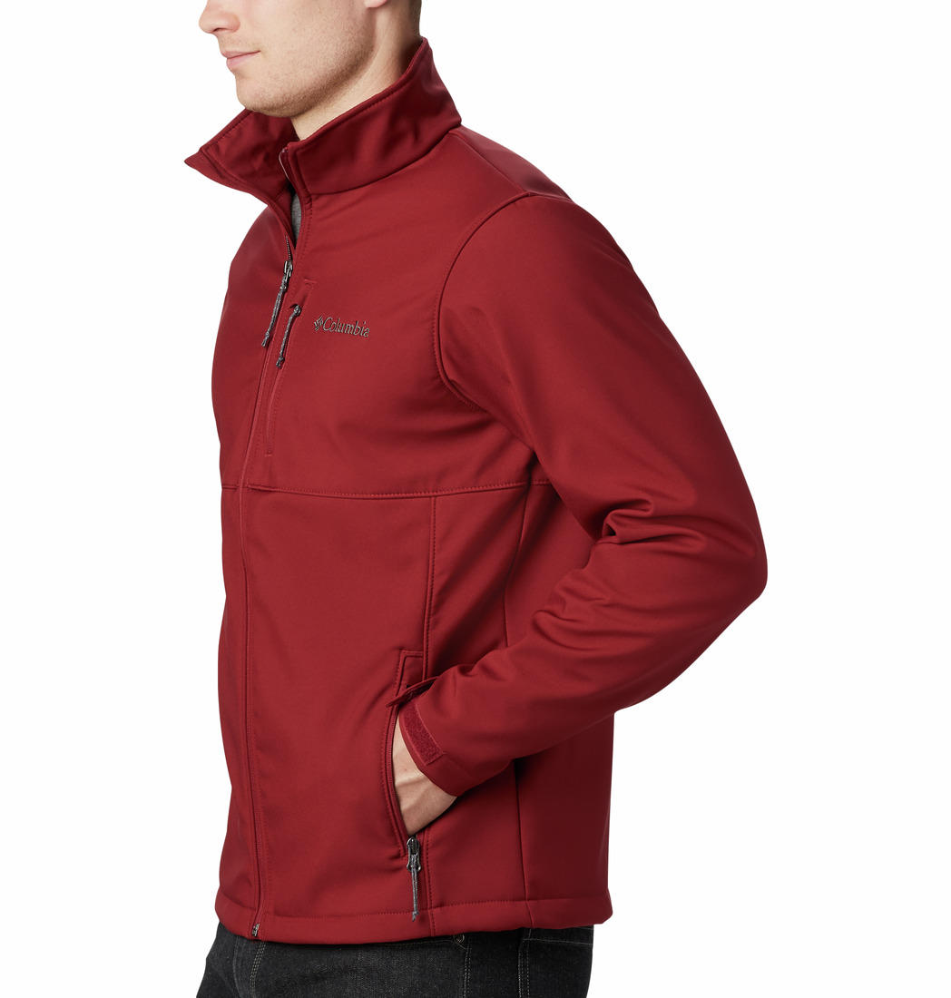 A Men Wearing Columbia Men Red Ascender Softshell Jacket