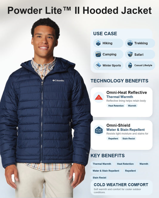 men blue omni heat reflective powder lite ii down jacket plus size
