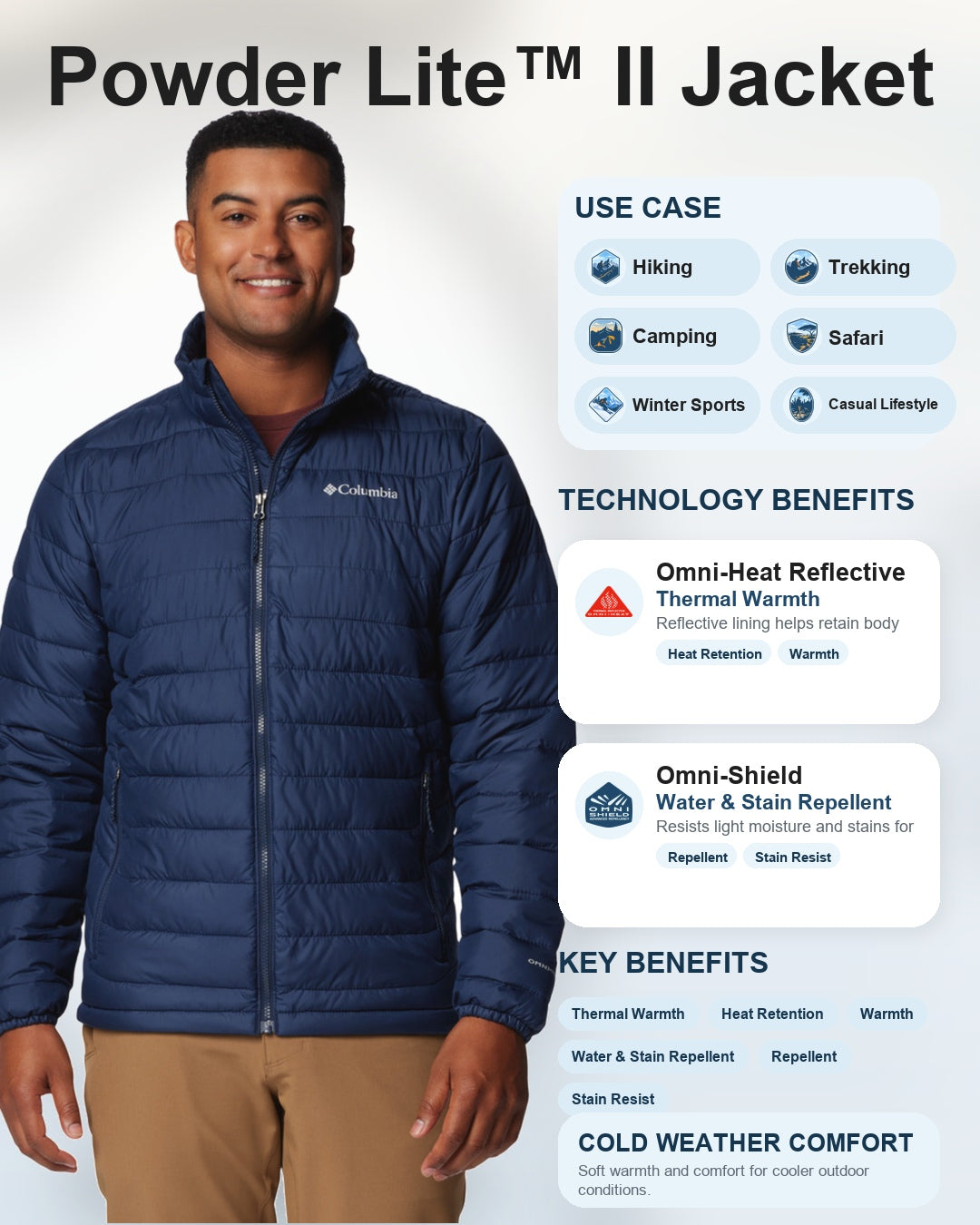mens blue omni heat reflective powder lite ii down jacket plus size