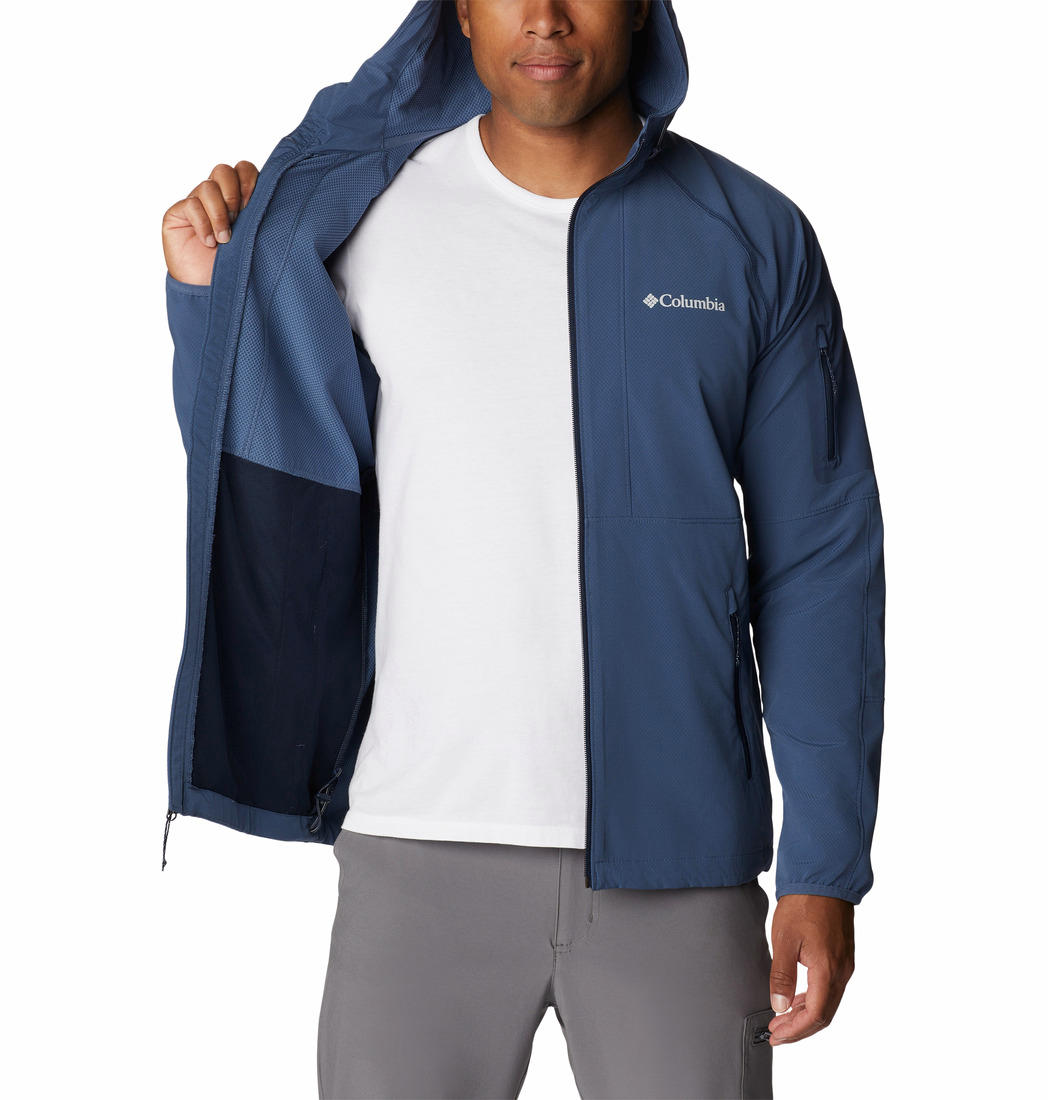 Columbia Men Blue Tall Heights Hooded Softshell