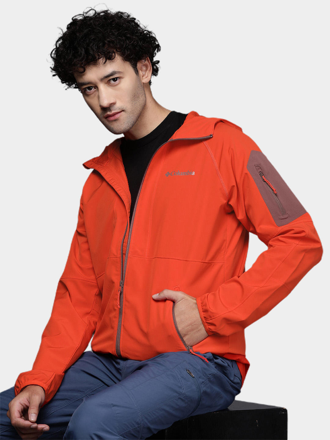 Columbia Men Orange Tall Heights Hooded Softshell