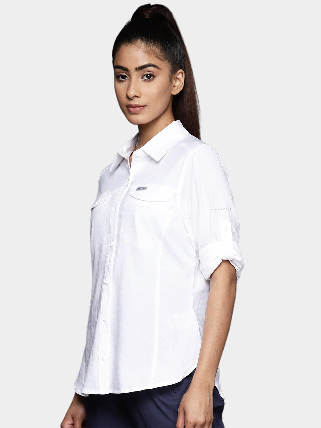Columbia Women White Silver Ridge Lite Long Sleeve Shirt