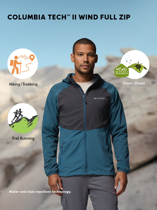 Columbia Men Blue Omni-Shield Tech II Windbreaker