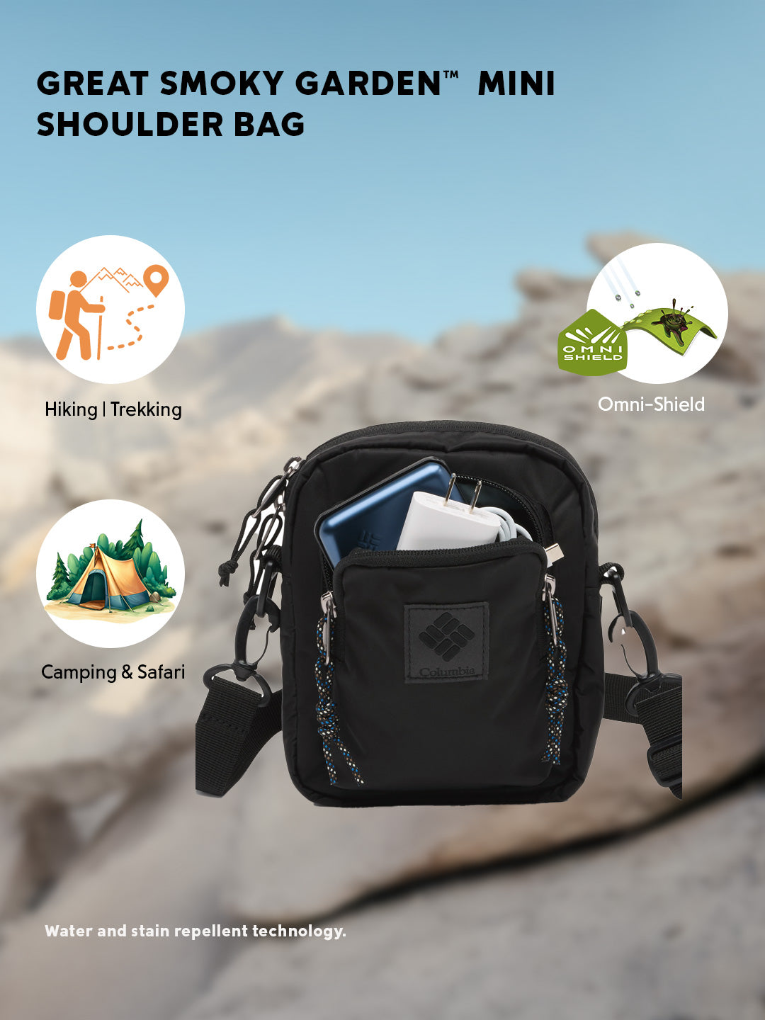 Columbia Unisex Black Omni-Shield Great Smoky Garden Side Bag