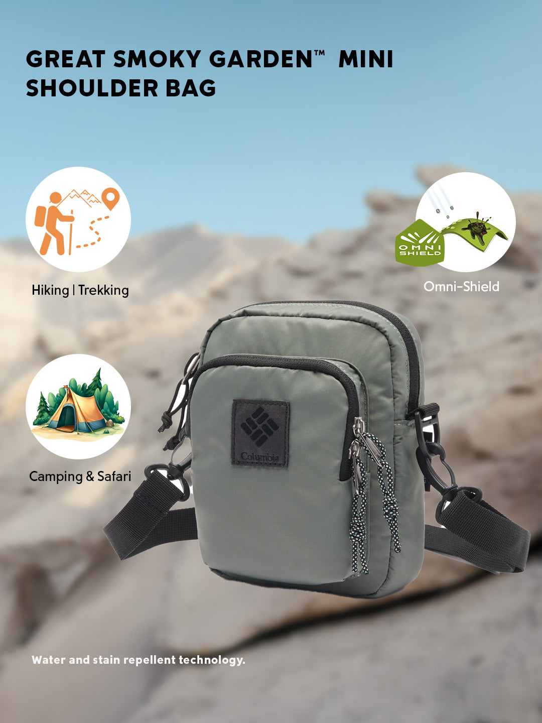 Columbia Unisex Grey Omni-Shield Great Smoky Garden Side Bag