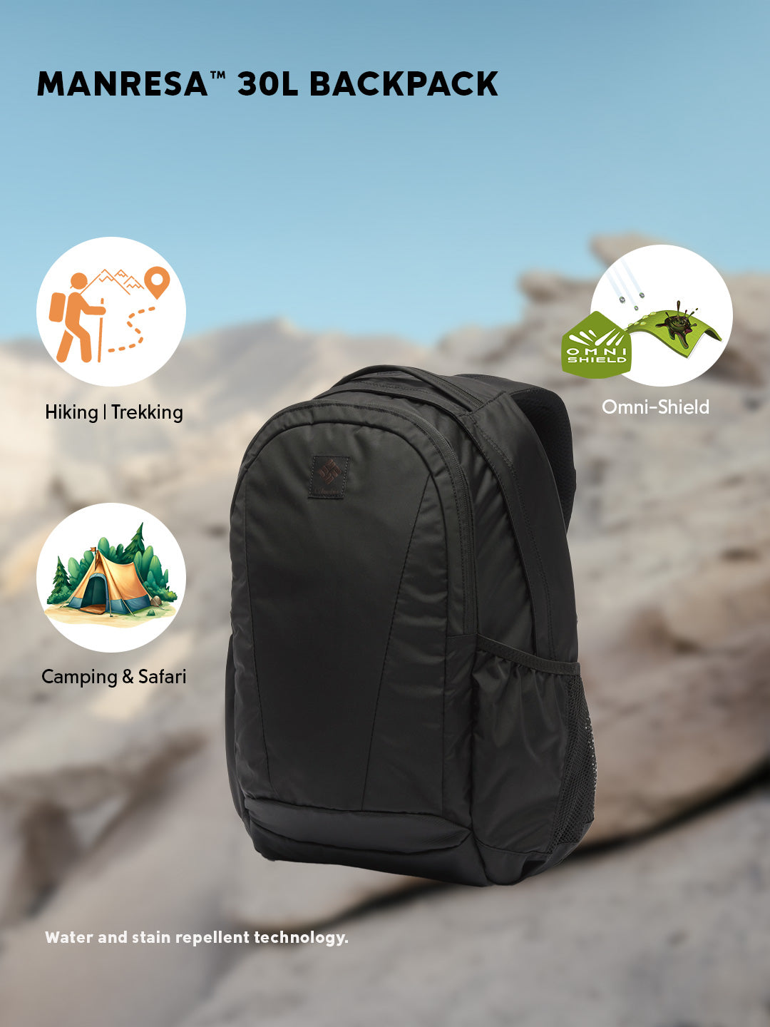 Columbia Unisex Black Omni-Shield Manresa 30L Backpack