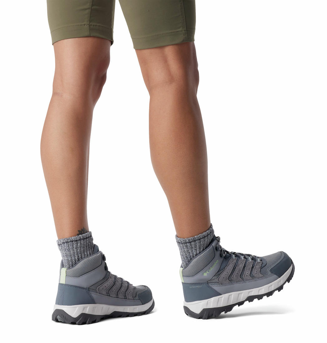 A Women Wearing Columbia Women Grey STRATA TRAIL MID WP