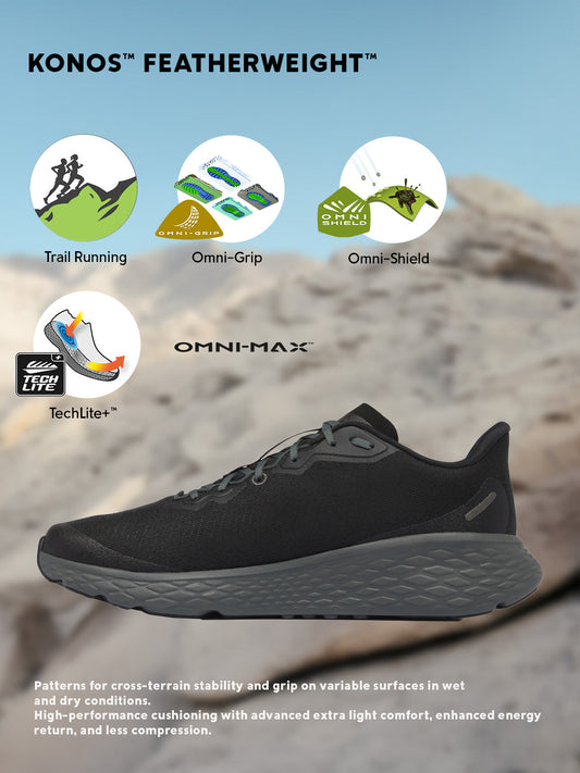 Columbia Men Black Omni-Grip Konos Featherweight Trail Running Shoes