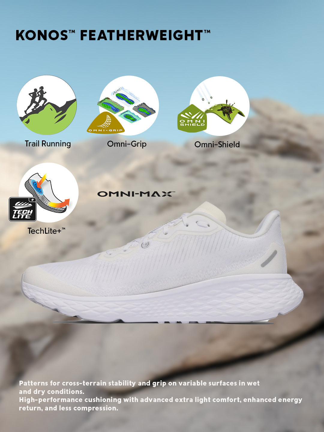 Columbia Men White Omni-Grip Konos Featherweight Trail Running Shoes