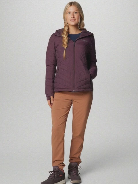 A Women Wearing Columbia Women Red Joy Peak II Hooded Jacket