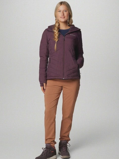 A Women Wearing Columbia Women Red Joy Peak II Hooded Jacket